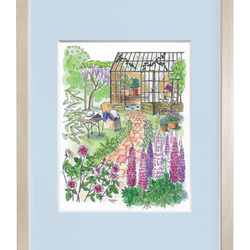 きのこの森 ＊額装付き手描き水彩画 ＊送料無料 絵画 うるちま企画