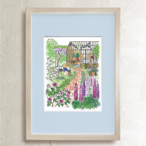 ☆受注制作 温室のある庭 / お家シリーズ ＊額装付き(選べる額縁2種