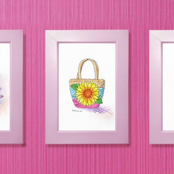 水彩アート「江戸切子と果実 弐」B5手描き原画、1点物