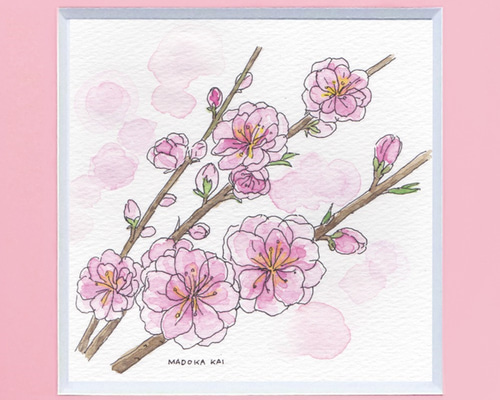 水彩アート「花満開」1点物、手描き、真筆。 水彩アート「花満開」1点物、手描き、真筆。