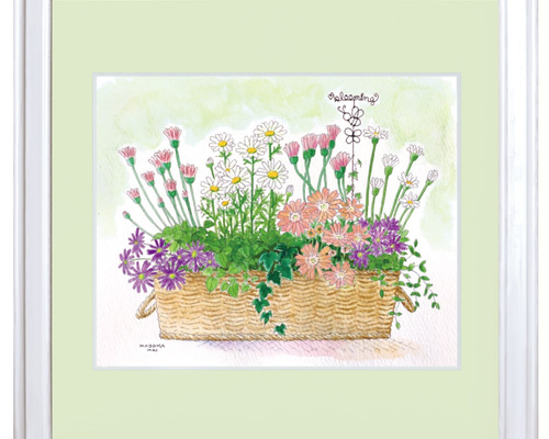 ☆受注制作 newマーガレットバスケット / 寄せ植えシリーズ 水彩画原画