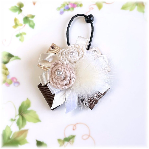 ハンドメイド☆キッズリボン☆ピンク☆ふわふわファーにビジュー