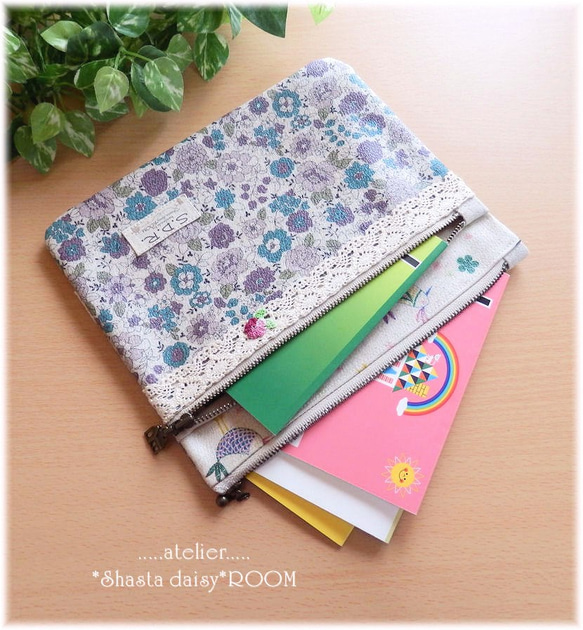 Flat Pouch*Fabric laminated*Double zipper*X 第5張的照片