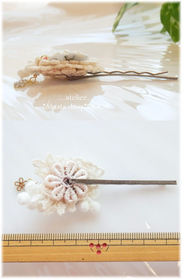 Lace&Fabric Flower 『Hairpin』 ｗith Crystal Charm☆。G 第5張的照片