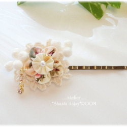 Lace&Fabric Flower 『Hairpin』 ｗith Crystal Charm☆。F 第1張的照片