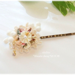 Lace&Fabric Flower 『Hairpin』 ｗith Crystal Charm☆。F 第4張的照片