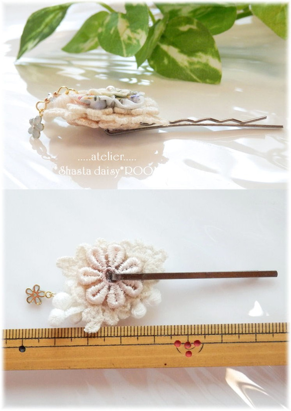 Lace&Fabric Flower 『Hairpin』 ｗith Crystal Charm☆。H 第5張的照片