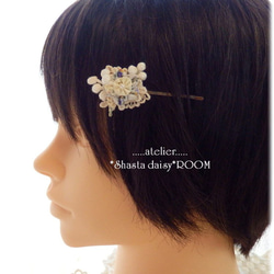 Lace&Fabric Flower 『Hairpin』 ｗith Crystal Charm☆。E 第2張的照片