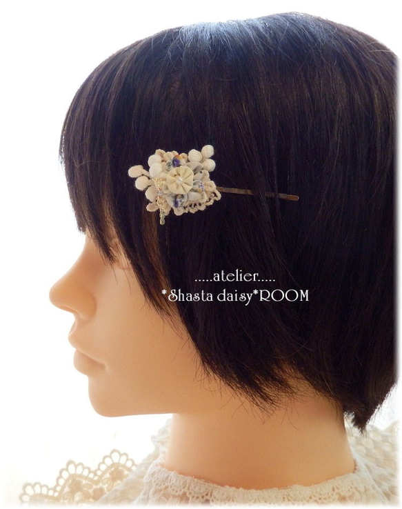 Lace&Fabric Flower 『Hairpin』 ｗith Crystal Charm☆。E 第2張的照片