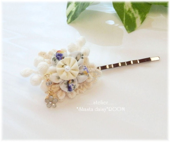 Lace&Fabric Flower 『Hairpin』 ｗith Crystal Charm☆。E 第4張的照片