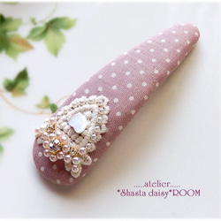 Crystal Bijou & Pearl Beads*长扣式发夹*Big Size*PINK 第2張的照片