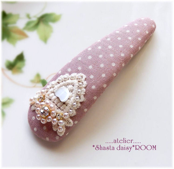 Crystal Bijou & Pearl Beads*长扣式发夹*Big Size*PINK 第2張的照片