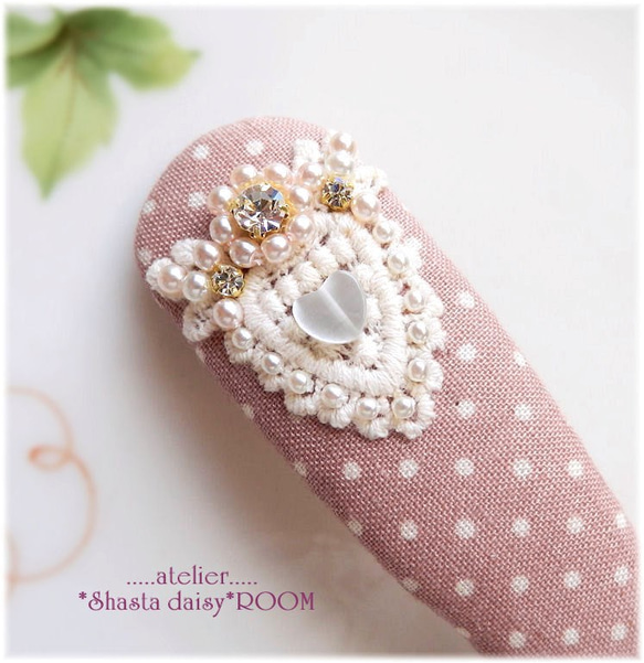 Crystal Bijou & Pearl Beads*长扣式发夹*Big Size*PINK 第1張的照片