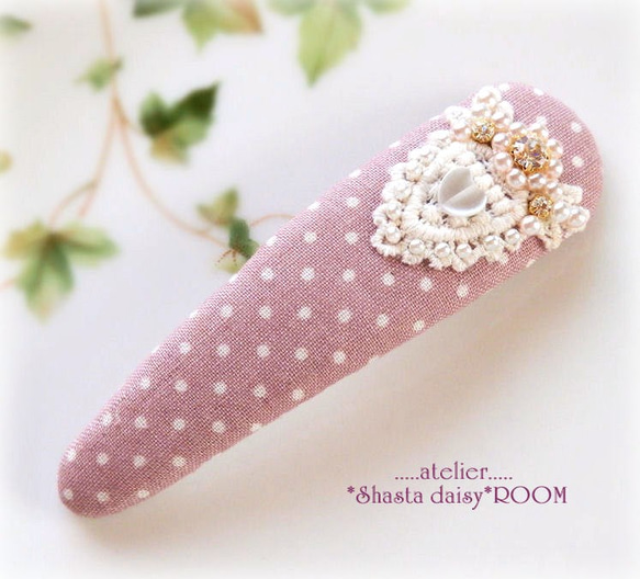 Crystal Bijou & Pearl Beads*长扣式发夹*Big Size*PINK 第3張的照片