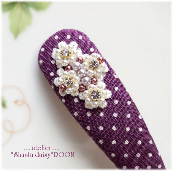 Crystal Bijou & Pearl Beads*长扣式发夹*Big Size*VIOLET 第1張的照片