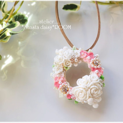 Flower Lease Pendant&Brooch(2way)*手编 Lace yarn flower*PINK 第1張的照片