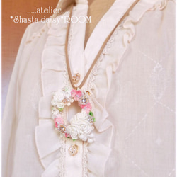 Flower Lease Pendant&Brooch(2way)*手编 Lace yarn flower*PINK 第4張的照片