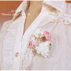 Flower Lease Pendant&Brooch(2way)*手编 Lace yarn flower*PINK 第5張的照片