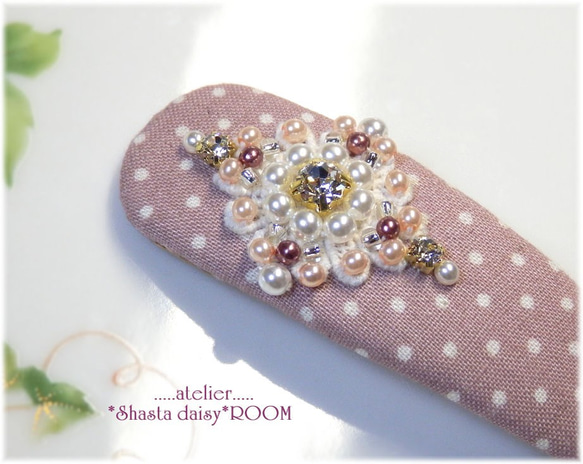 Crystal Bijou & Pearl Beads*长扣式发夹*Big Size*PINKⅡ 第2張的照片