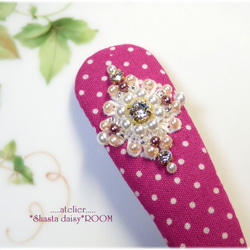 Crystal Bijou & Pearl Beads*长扣式发夹*Big Size*MAGENTAⅡ 第1張的照片