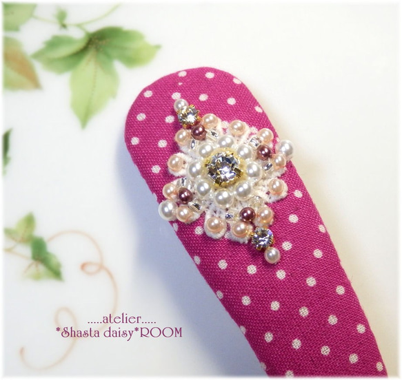 Crystal Bijou & Pearl Beads*长扣式发夹*Big Size*MAGENTAⅡ 第1張的照片