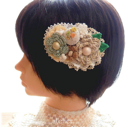 ★SALE★ Hair Accessory * 手编 Lace yarn flower * 固定发夹(barrette) 第2張的照片