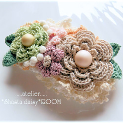 Hair accessory  * 手编 Lace yarn flower  * 固定发夹(barrette) * 第1張的照片