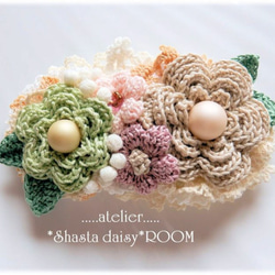 Hair accessory  * 手编 Lace yarn flower  * 固定发夹(barrette) * 第2張的照片