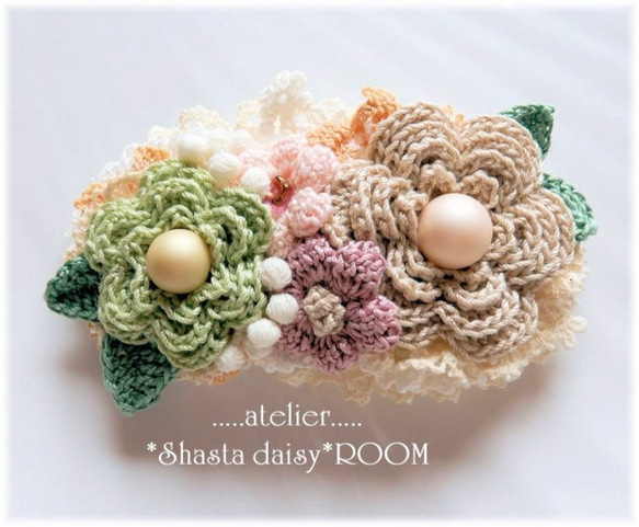 Hair accessory  * 手编 Lace yarn flower  * 固定发夹(barrette) * 第2張的照片