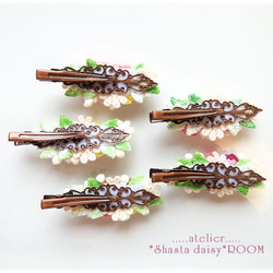 *SOLD OUT* 『グラデーションレース糸の薔薇ブーケ ヘアクリップ』*レッド*小サイズ【シャスターデイジールーム】 7枚目の画像