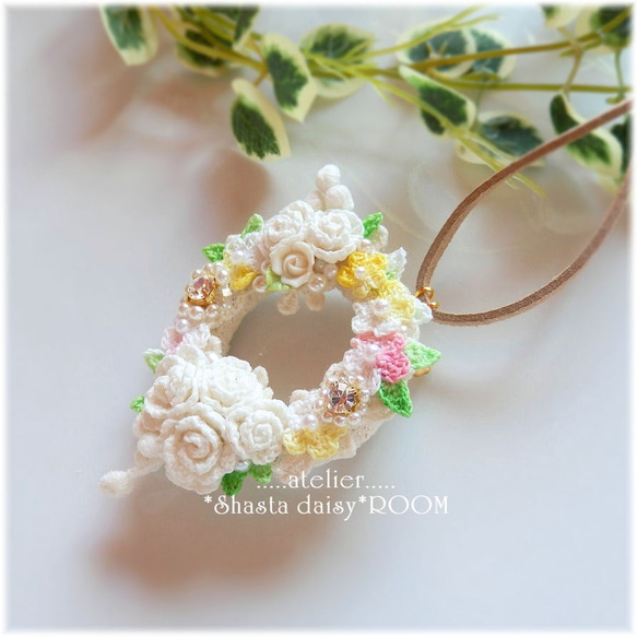 Flower Lease Pendant&Brooch(2way)*手编 Lace yarn flower* 第6張的照片