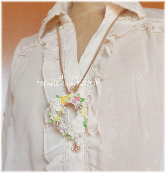 Flower Lease Pendant&Brooch(2way)*手编 Lace yarn flower* 第3張的照片
