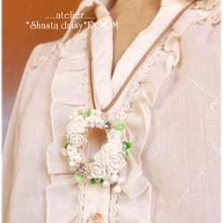 Flower Lease Pendant&Brooch(2way)*手编 Lace yarn flower*White 第4張的照片