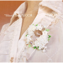 Flower Lease Pendant&Brooch(2way)*手编 Lace yarn flower*White 第3張的照片