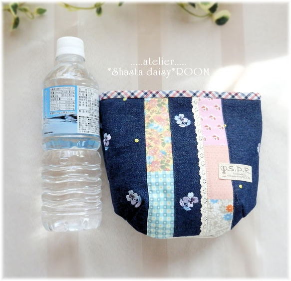 Patchwork pouch/With Charm★Denim and cotton★A 第5張的照片