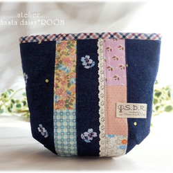 Patchwork pouch/With Charm★Denim and cotton★A 第6張的照片