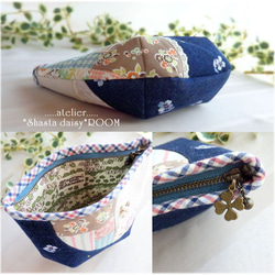 Patchwork pouch/With Charm★Denim and cotton★B 第4張的照片