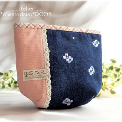 Patchwork pouch/With Charm★Denim and cotton★C 第6張的照片