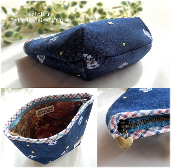 Denim pouch/With Charm★Flowers and bees 第4張的照片