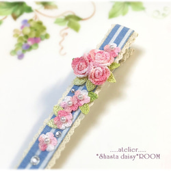 手编 Lace yarn flower 『Hair clip』Pink 第4張的照片