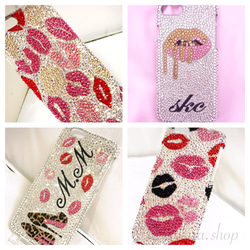 キスマーク 唇 スワロフスキー オリジナルケース スマホケース・カバー