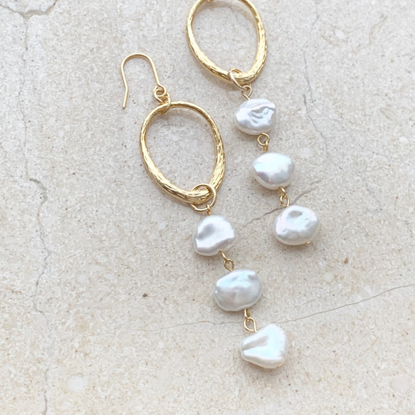 再販！淡水パール✳16kgp】大人ゴールドケシパールピアス・イヤリング  