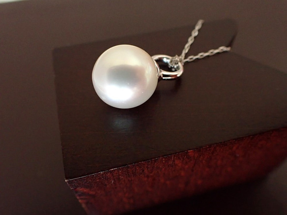 【一点もの】K14WG 白蝶真珠の贅沢一粒ネックレス 4枚目の画像