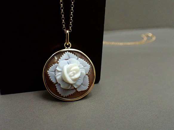 k18 カメオ シェル ペンダント K18 シェルカメオ 薔薇ペンダント ネックレス・ペンダント
