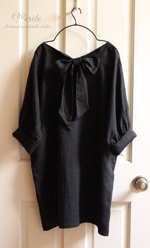 （ダークネイビー仕様）リネン・バックリボン*ドルマンチュニック