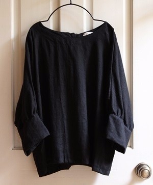 リネン・ドルマンブラウス（ブラック）