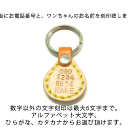 【Bowoneオリジナル】革製犬用迷子札　スワロフスキーフラワーモチーフ4 2枚目の画像