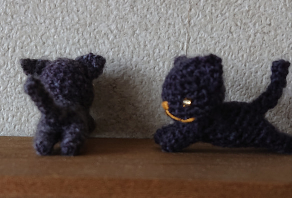 ちびネコの編みぐるみピンチセット3 2枚目の画像