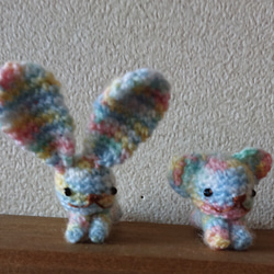 ちびウサとちびクマの編みぐるみピンチセット5 1枚目の画像