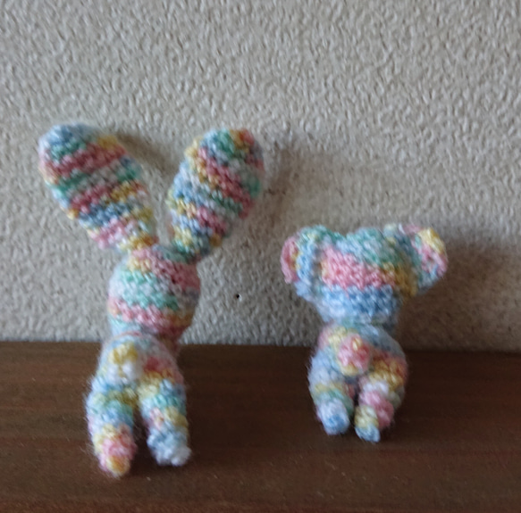 ちびウサとちびクマの編みぐるみピンチセット5 3枚目の画像